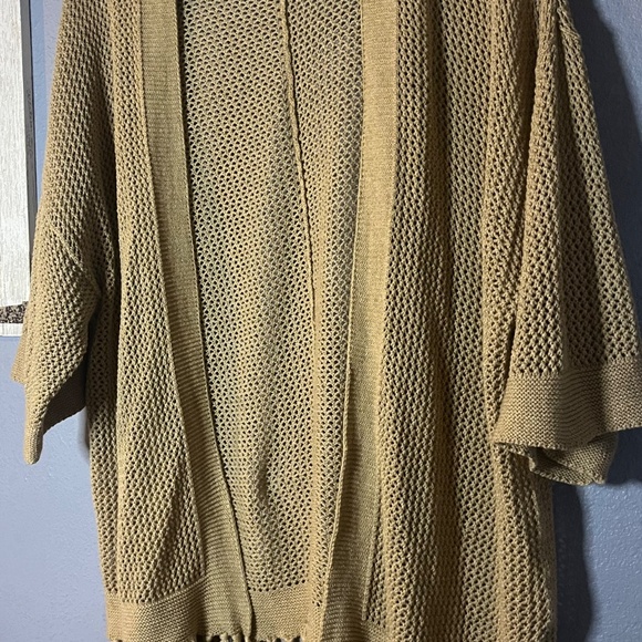 Ralph Lauren Jeans Co. LAL Long Open Fringe Cardigan Women’s XL Crochet Tan - Picture 5 of 8